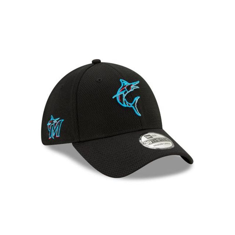 MLB Miami Marlins Batting Practice 39Thirty Stretch Fit (NXQ4233) - Black New Era Caps